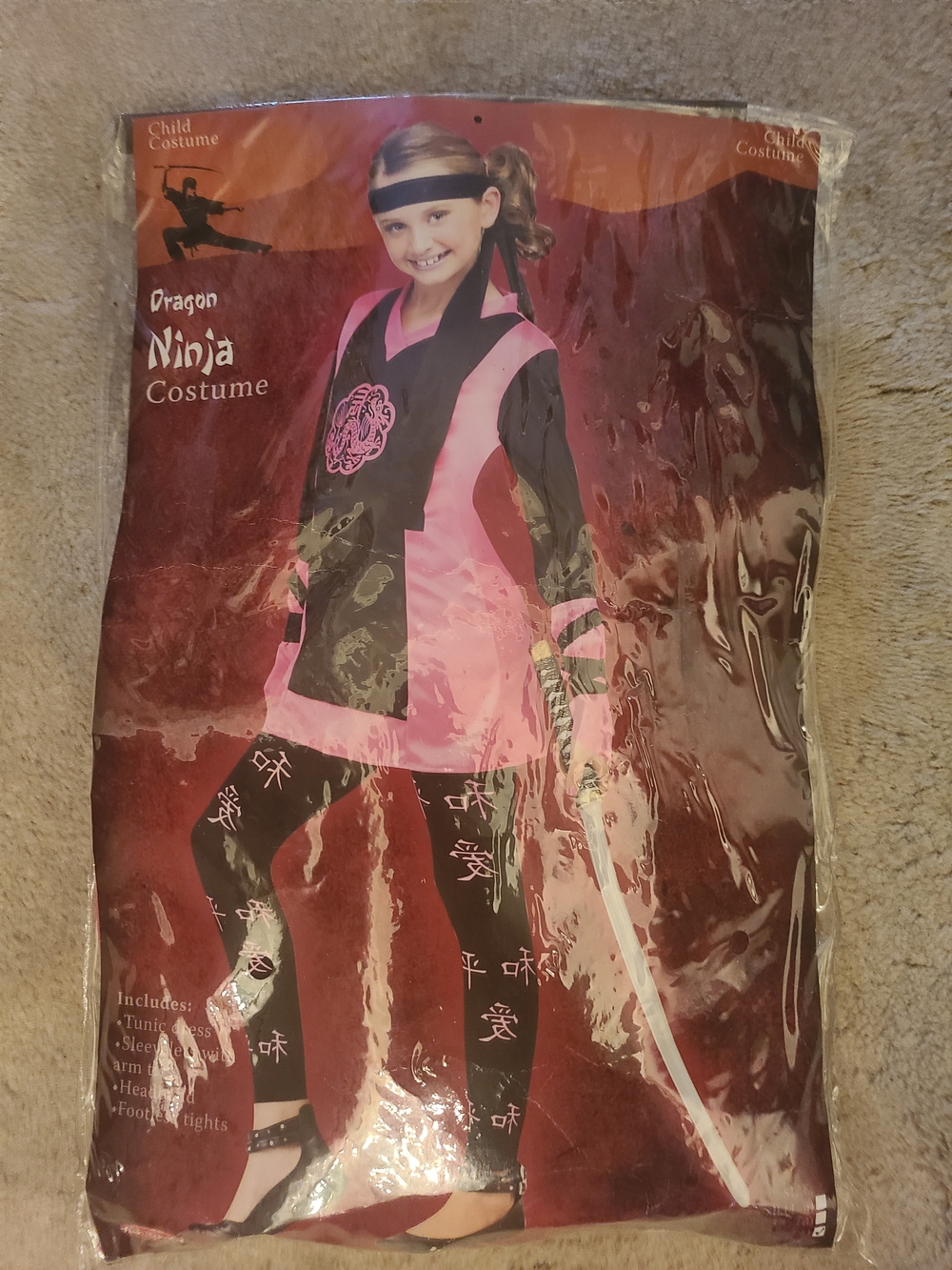 Kids Dragon Ninja Costume - Pink & Black